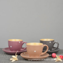 Dotted Design Glazed Cup and Saucer Coffee Set